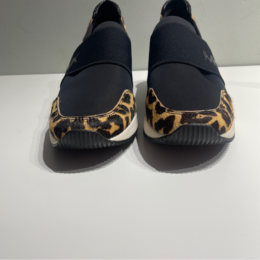 Michael Kors Leopard felix Wedges Sneakers calf hair Black 8.5 - Picture 3 of 9